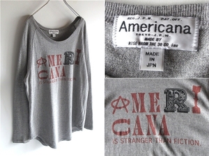 AMERICANA アメリカーナ ビンテージ風ロゴプリント ラグランスリーブ コットンニット Tシャツ F グレー ドゥーズィエムクラス取扱ブランド