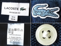 LACOSTE ラコステ PH551EL ワニロゴワッペン インディゴピケ 鹿の子 BDシャツ フルオープン長袖ポロシャツ FR:4/US:M 藍色 国内正規品_画像10