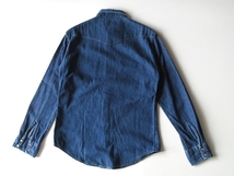 BLUE BLUE ブルーブルー ロゴピスネーム デニムシャツ ウエスタンシャツ 2/M インディゴ 日本製 ハリウッドランチマーケット_画像3
