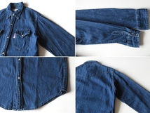BLUE BLUE ブルーブルー ロゴピスネーム デニムシャツ ウエスタンシャツ 2/M インディゴ 日本製 ハリウッドランチマーケット_画像6