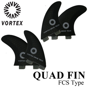 Vortex Fin Quad Fin FCS Honeycomb Core Matt Finish 4 штуки Set Retro Mini Simmons Black Surfing Board