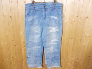 a48*IMPATTC cropped pants Denim * size 44 Right on s thin cloth Italy made light blue color lady's postage 360 jpy 6D