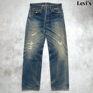 【雰囲気抜群】Levi's リーバイス 501XX デニム パンツ USA製 バレンシア工場 97年 555刻印 W34×L36 ハチノス 鬼ヒゲ 