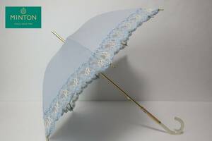  новый товар MINTON Minton шелк лен . ультрафиолетовые лучи предотвращение обработка зонт от солнца 5 бледно-голубой серия 