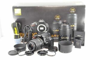 美品★Nikon ニコン D5200 ダブルズームキット AF-S 18-55mm/ AF-S 55-300mm デジタル一眼レフカメラ★元箱付き R1592