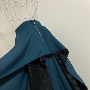 アクシーズファム☆ジップフリスカート、幅広レース飾りイレヘムスカート☆ブルーグリーン系の画像4