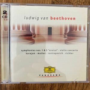 ヘルベルト・フォン・カラヤン の指揮　HERBERT VON KARAJAN BEETHOVEN:SYMPHONY 1&3/VIOLIN CONCERTO ムターのヴァイオリン他　2CD 