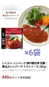 神戸開花亭煮込みハンバーグトマトソース賞味期限2024年7月合計6袋になります。 