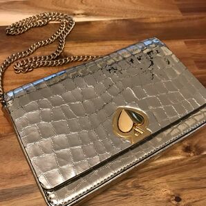 Kate Spade Metallic Croc Embossed Chain Walletハワイアウトレット店舗 財布ポーチ