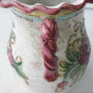 浜/CERAMICHE PAOLI/花瓶/飾りつぼ/花器/イタリア製/セラミックパオリ/花柄/取っ手付き/インテリア/ガーデニング/汚れ有★4.4-063★の画像4