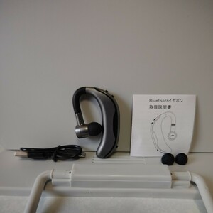 [ used ]Bluetooth wireless earphone hands free telephone call one-side ear gray 