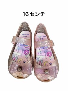 サンダル　16センチ　シューズ 靴　ラバーシューズ　プリンセス　ピンク　お姫様　おままごと