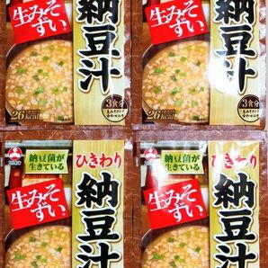 最安値☆旭松 即席味噌汁 納豆菌が生きている ひきわり納豆汁 生みそずい 3食入×4袋 即席みそ汁 インスタント味噌汁