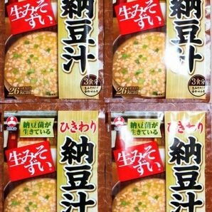 最安値☆旭松 即席味噌汁 納豆菌が生きている ひきわり納豆汁 生みそずい 3食入×4袋 即席みそ汁 インスタント味噌汁