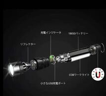 懐中電灯 充電式 ledライト 18650電池 ズーム式 1個 電池付き_画像4