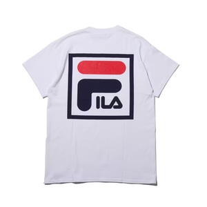 新品 ATMOS アトモス × FILA フィラ ビッグ ロゴ Tシャツ L 白 Square BIG LOGO T-Shirt