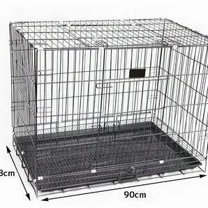 簡単組立 天井窓付き ペットゲージ 折り畳みケージ ドッグケージ 犬用 ペット用品 トレー付 黒の画像5