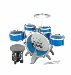 [.... among . even large sound . doesn't go out safety design ]5.. drum . cymbals, stick, chair has .. authentic style! Kids drum set ( blue color )