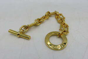 1 jpy start CELINE Celine chain bracele Logo Gold color GP Circle toggle accessory Vintage 
