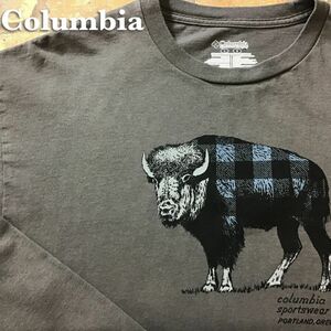 ★アメリカ直輸入★正規品★【Columbia コロンビア】Wバッファロー BIGプリント 長袖 Tシャツ[メンズ M]グレー アウトドア キャンプ K2-886