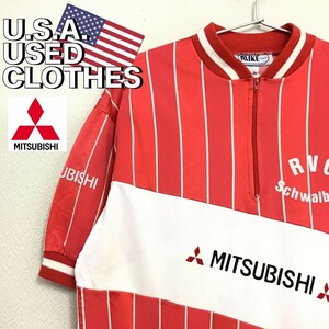 ★激レア!!70's~80's vintage★MIKE Sport【MITSUBISHI 三菱】ハーフジップ 半袖 チーム サイクルジャージ[XXL]自転車 ロードバイク K2-585