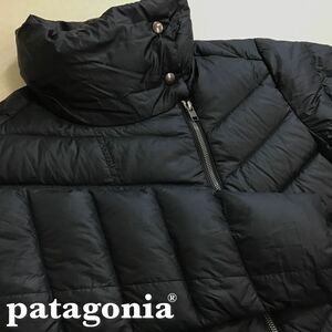 ★USA直輸入!!★状態良好＆レアデザイン★【patagonia パタゴニア】ハイネック ダウンジャケット[M]黒 ライダース 軽量 保温 王道 K2-763