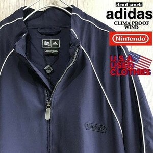 ★レア品!!★デッドストック!!★[adidas×任天堂] 高性能 ハーフジップ ウインドブレーカー[メンズ M]紺 Nintendo ゲーム K-372