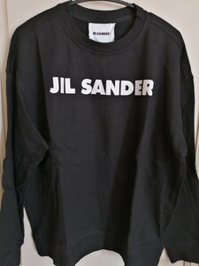 ☆新品未使用★　JIL SANDER＋ジルサンダープラス フロントロゴ　トレーナー　Black 黒 　　XLサイズ　 男女兼用　オーバーサイズ