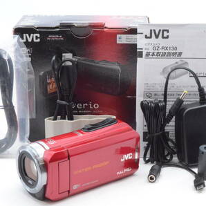 【美品】JVC KENWOOD JVC ビデオカメラ 防水5m防塵仕様 内蔵メモリー64GB レッド GZ-RX130-R 元箱・説明書付きの画像1