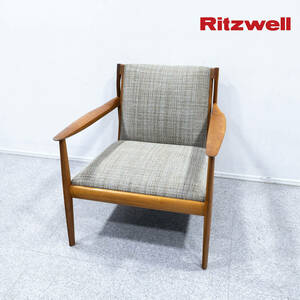 【中古品】Ritzwell リッツウェル CLAUDE EASY CHAIR クロード イージーチェア ラウンジチェア グレージュ ミヤモト シンサク 定価38万