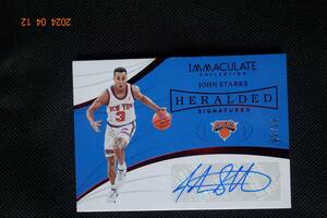John Starks 2018-19 Panini Immaculate Collection Heralded Signatures #01/25!!