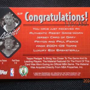 Gary Payton/JPaul Pierce 2004-05 Topps Luxury Box Assist Dual Relics #120/350の画像2