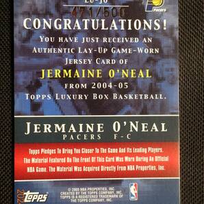 Jermaine O'Neal 2004-05 Topps Luxury Box Lay-Up Relics #471/500の画像2