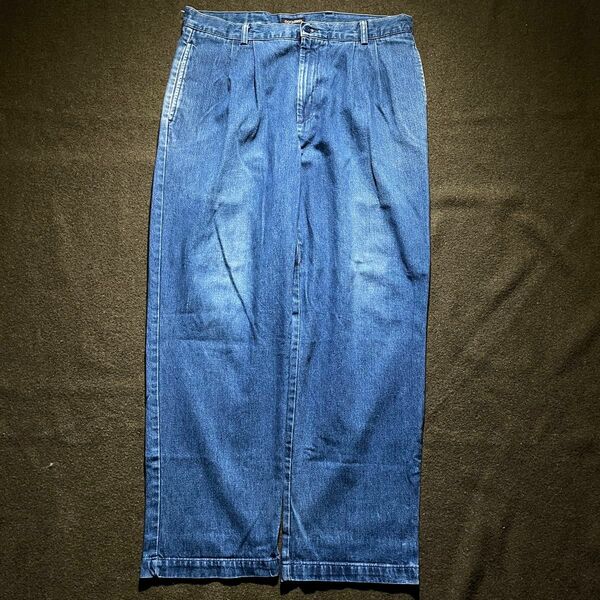 90s DOCKERS 2タックワイドデニムパンツ　36/30 ブルー