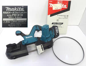 【よろづ屋】概ね美品：マキタ 充電式ポータブル バンドソー モデル PB181D makita + ブレード1枚 +充電池BL1830おまけ 18V DIY(M0408-100)