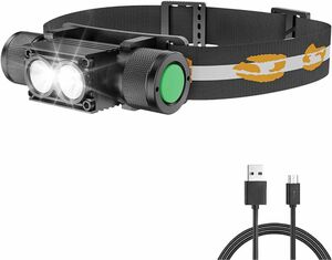 アウトドア　LED ヘッドライト USB充電式 高輝度 超軽量 強力 小型