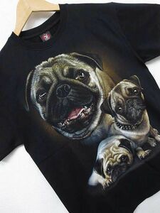 【送料無料】 新品 半袖 Tシャツ 犬 イヌ 子犬 DOG パグ 黒 L 8561