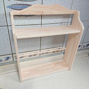 天然檜木製　ラック組立式　スパイスラック　２段タイプ　飾り台　キッチンアイテム