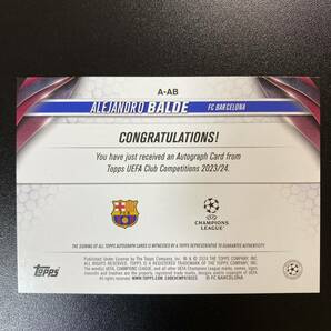 2023-24 Topps UEFA Club Competition Alejandro Balde Signatures Auto Barcelona 直筆サインカード アレックス・バルデの画像2