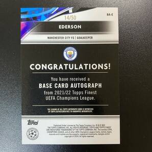 Ederson 2021-22 Topps Finest Gold Refractor Auto Manchester City /50 直筆サインカード エデルソンの画像2