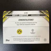 2023-24 Topps UEFA Club Competition Marcel Sabitzer Auto Dortmund 直筆サインカード マルセル・ザビッツァー_画像2