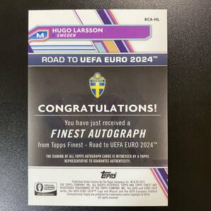 2023-24 Topps Finest Road to Euro Hugo Larsson Auto Sweden 直筆サインカード ヒューゴ・ラーションの画像2