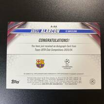 2023-24 Topps UEFA Club Competition Angel Alarcon Auto Barcelona RC 直筆サインカード アンヘル・アラルコン_画像2