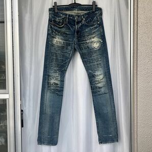 激レア RAMONESコラボ★歌詞プリント総柄 ダメージ加工ストレッチ デニム パンツ 32 HYSTERIC GLAMOUR★ラモーンズ ヒステリックグラマーの画像3