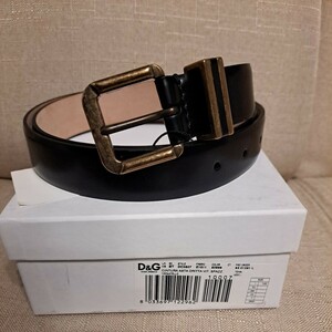 未使用　D&G DOLCE&GABBANA　メンズベルト　100サイズ　レザー　本革　ブラック　黒　箱、タグ付き