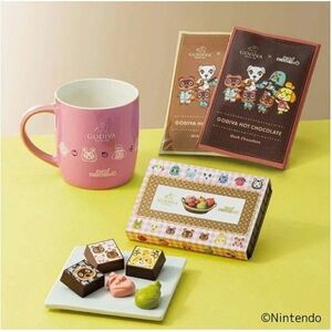  ゴディバ × あつまれ どうぶつの森 アソートメント&ホットチョコレート&マグカップ セット ピンク チョコレート