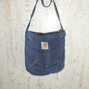  Carhartt shoulder bag pouch shoulder .. remake hand made blue blue navy navy blue Denim cloth recycle 