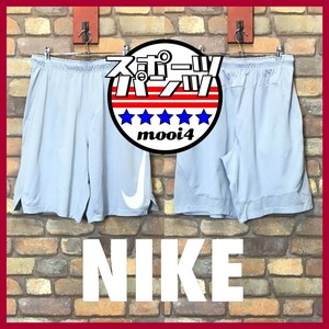 SP1-407★GOODデザイン★吸湿速乾★【NIKE ナイキ】DRI-FIT デカロゴ ハーフパンツ【メンズ L】グレー スポーツ サッカー ジム ランニング