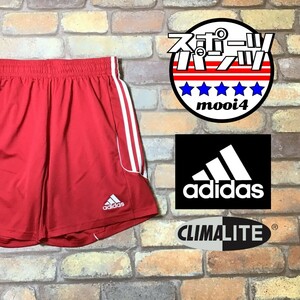 SP1-109◆お買い得!!◆吸湿速乾◆レッド【adidas アディダス】CLIMALITE ショートパンツ【メンズ L】スポーツ ランニング ジム サッカー