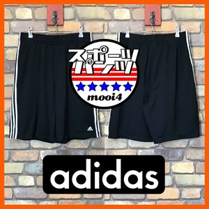 SP1-272★美品★ブラック×ホワイト★【adidas アディダス】3ストライプ メッシュ ハーフパンツ【メンズ L】スポーツ ジム ランニング